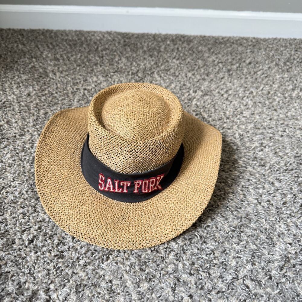 Vintage Salt Fork Ohio Men’s Raffia Straw Woven Fedora Hat